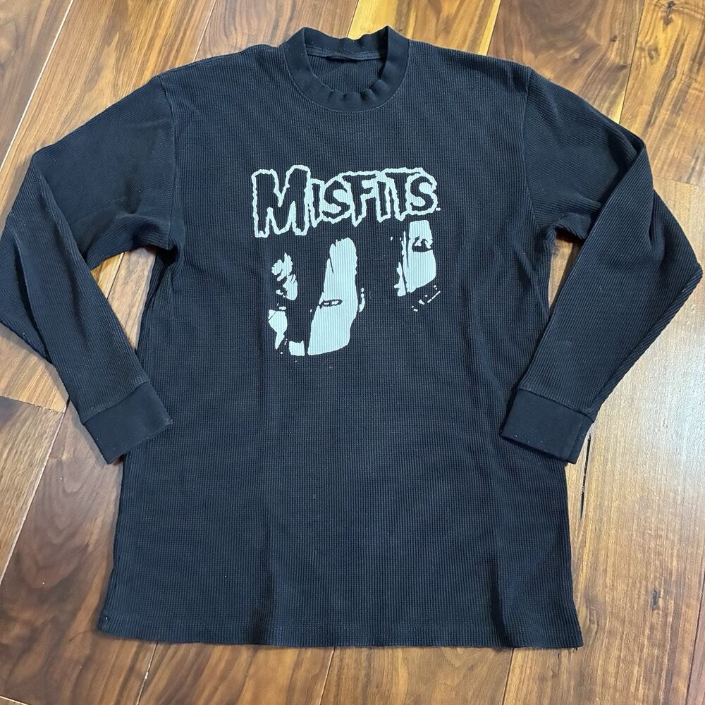 Vintage Misfits Long Sleeve Waffle T- Shirt Black XL